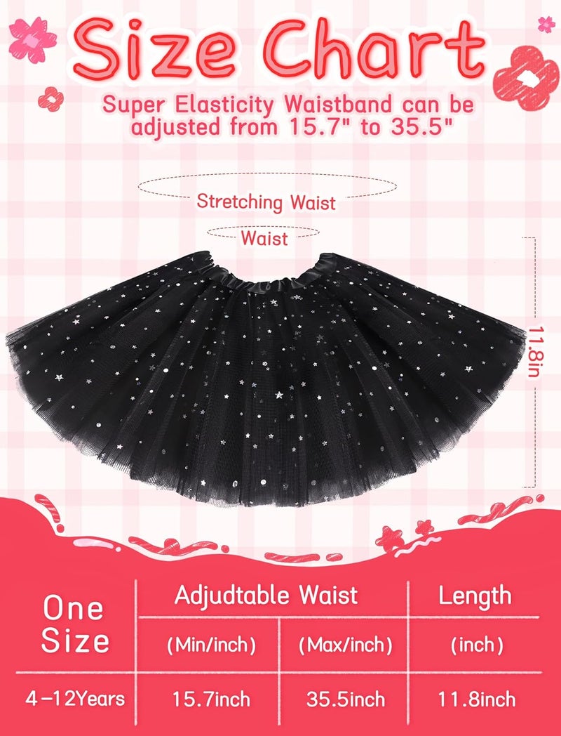 Lainlight Store Tutu for Girls Stars Sequins Princess Ballet Dress Tulle Skirt for Girls 4-12 Years 3 Layered - Image 2